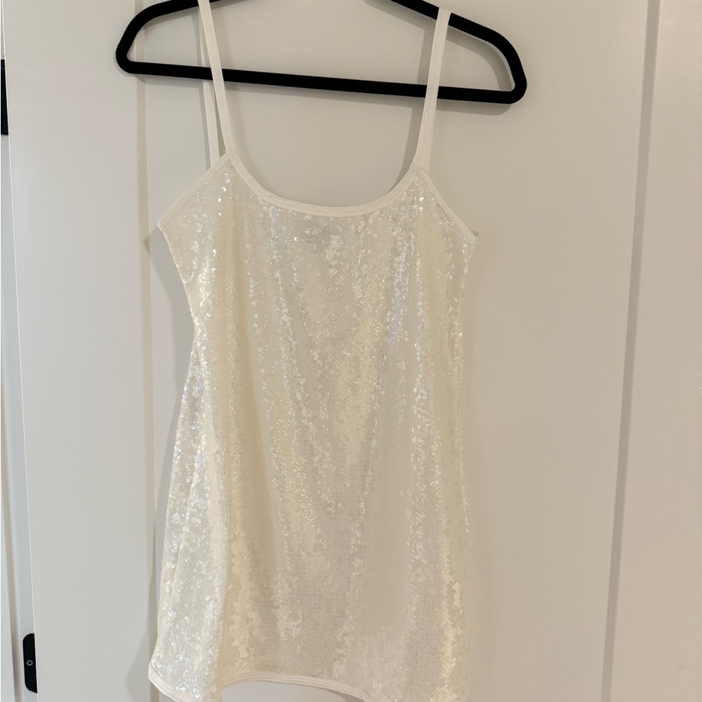 MANGO Elegant White Sequin Women's dress